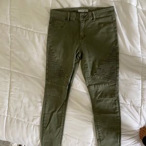 Green moto jeans